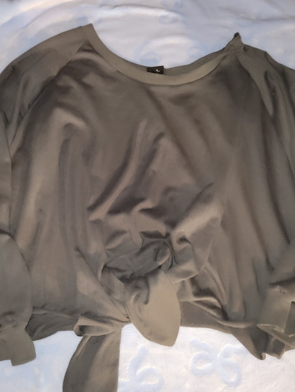 NUDE Dark Grey Oversized Tie-Front Long-Sleeve Sweatshirt